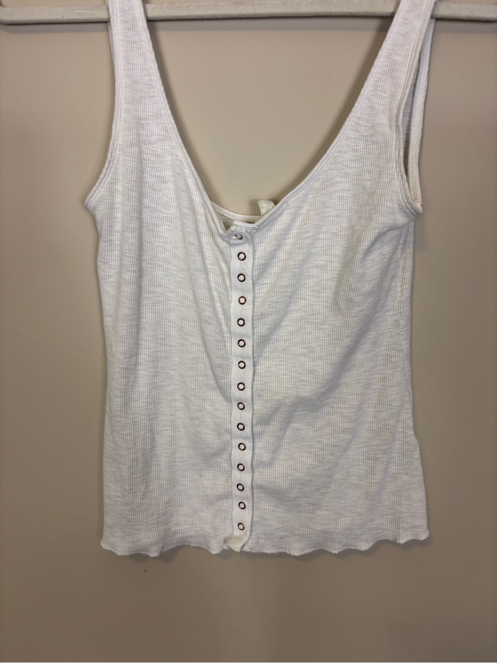 Free People White Ribbed Button-Front Tank Top Small - Picture 4 of 6